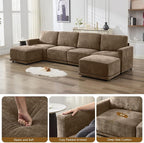 143.8" Modular U Shaped Sofa, Oversized Sectional Cloud Couch, 6 Seater Deep - Image 4