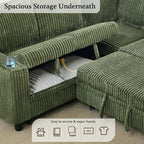 L-Shaped Sectional Couch with Storage and Pull Out Bed, Convertible Sofa Bed - Image 4