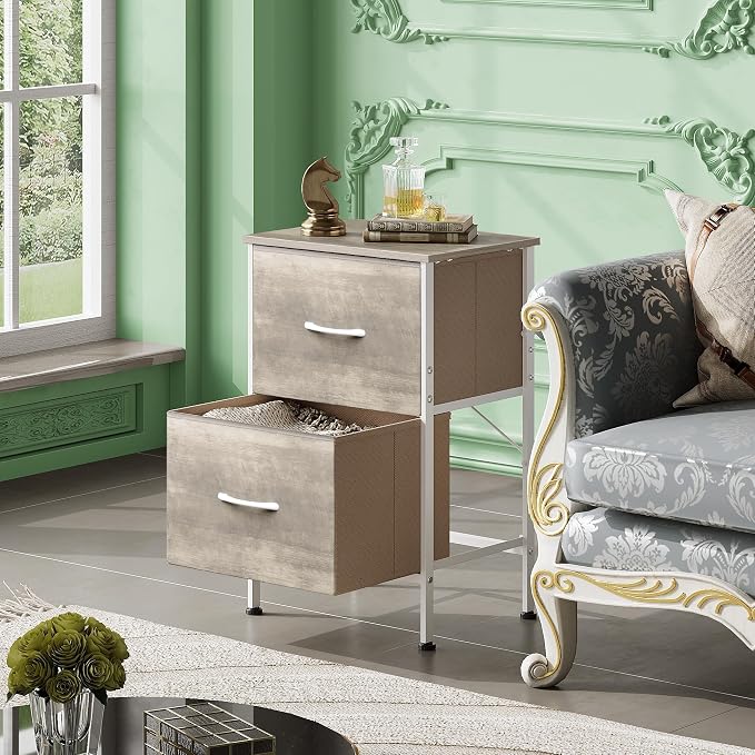 WLIVE Night Stand, Greige Nightstand - Image 4