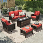 HERA'S HOUSE Red Patio Furniture Set, 6-Piece Outdoor Seating Conversation Sets by HERASHOUSE