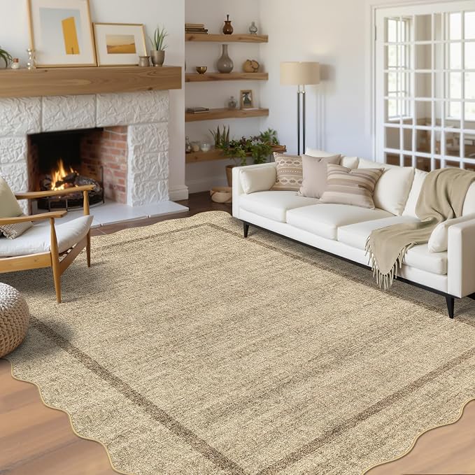 GarveeHome Scalloped Washable Rugs 9x12 Area Rug by GarveeHome