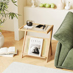 Bamworld Rattan Side Table Boho Night Stand Glass Bedside Small End Tables by Bamworld
