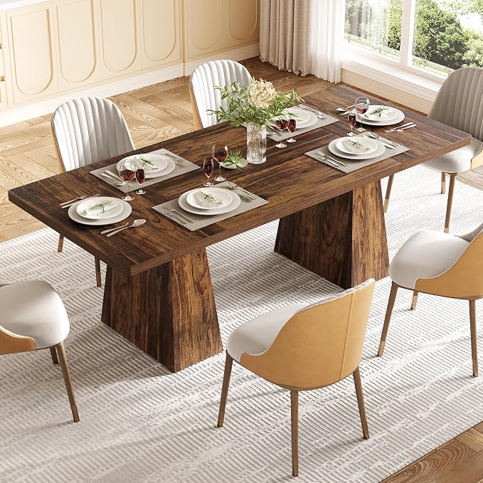 LITTLE TREE Dining Table for 4-6 People, Wooden Table, Rectangle Furniture - Image 4