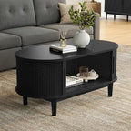 LINSY HOME Round Coffee Table, 31.5" Drum Coffee Table - Image 2