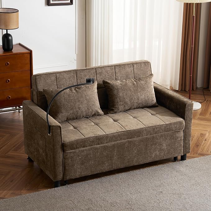 3 in 1 Convertible Sleeper Sofa Bed, 56.9" Small Pull Out Couch Bed - Image 3