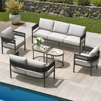 Grand patio 6-Piece Outdoor Furniture Set, 7 Seats Wicker Sofa Conversation Set - Image 9