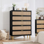 GarveeHome Rattan 5 Drawer Dressers - Image 3
