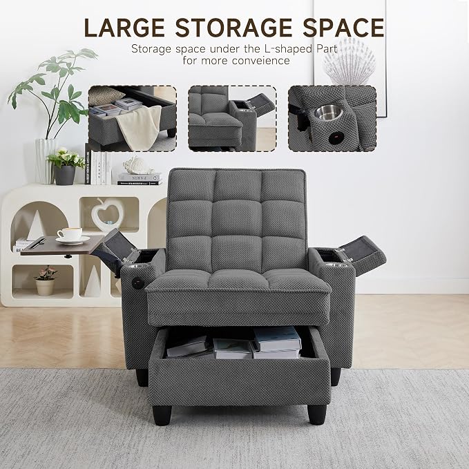 oaaktu Single Modern Comfy Upholstered Chaise Lounge Sofa Chair - Image 3