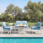 4-Piece Outdoor Patio Furniture Set, Metal Conversation Sofa Set - Image 3
