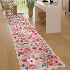 DUKINO 2.6x10 Runner Rug for Hallway, Floral Washable Rug Non Slip, Low Pile by DUKINO