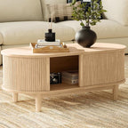 LINSY HOME Oval Coffee Table, Wood Coffee Table - Image 5