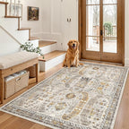 Madane Area Rug 3x5, Washable Vintage Entry Rugs by Madane