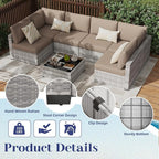KIGOTY 7-Piece Patio Furniture Set, All-Weather PE Rattan Outdoor Sectional Sofa - Image 4