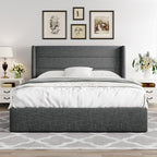 Allewie Queen Size Lift Up Storage Bed, Modern Wingback Headboard, Hydraulic - Image 7
