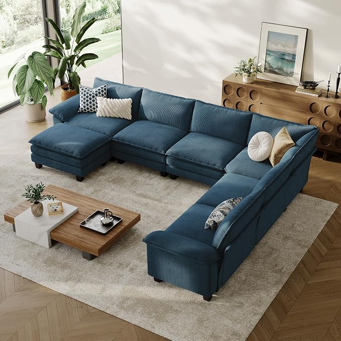LINSY HOME Modular Sectional Sofa, 6-Seat Corduroy Modern Cloud Couch - Image 7