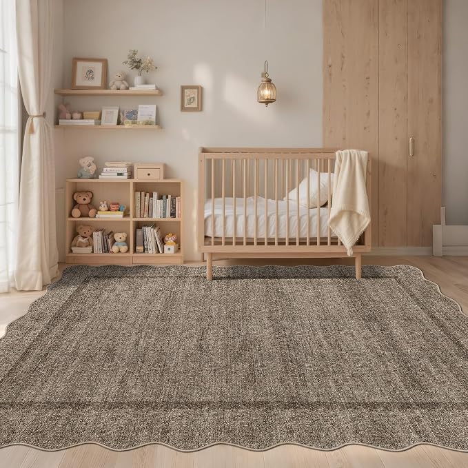 GarveeHome Scalloped Washable Area Rug 4x6 Small Entryway Rug Non Slip | Modern - Image 2