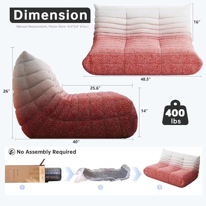 WHGBJA Bean Bag Chairs for Adults, Memory Foam Couch Loveseat Sofa Chair - Image 2