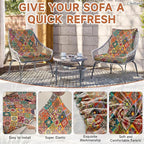 CALBODE 12Pcs Stretch Patio Cushion Cover, Bohemian Geometric Pattern | - Image 4