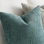 MIULEE Chenille Textured Throw Pillow Covers Teal 20x20 Set of 2 | Slubby - Image 3
