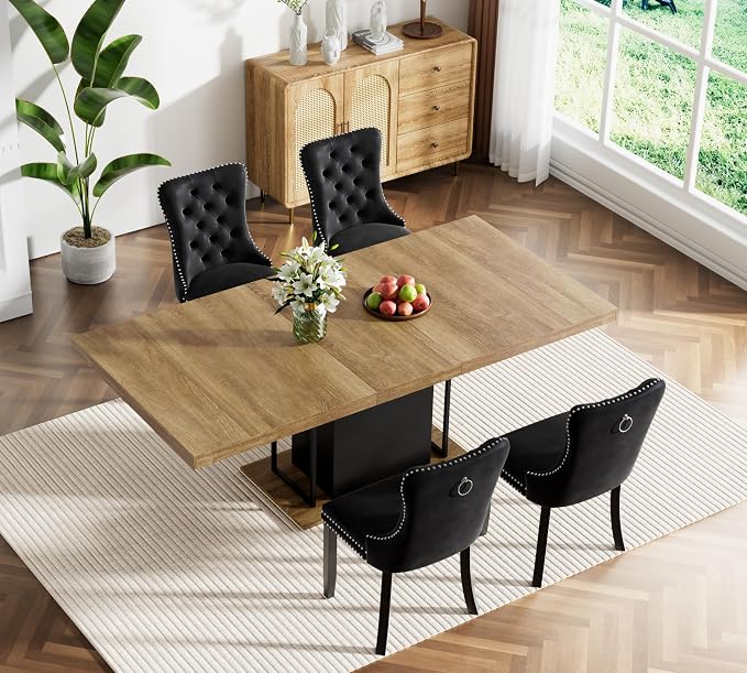 Henf 63"-79" Dining Table Set for 4, 5 Pieces Extendable Dining Table and 4 - Image 2