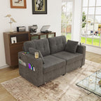 67" Small Loveseat Couch with Storage, USB Charging and Cup Holder, Space - Image 9
