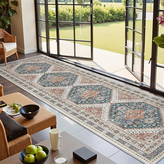 2.5x10 Kitchen Runner Rug Non Slip Vintage Washable Rugs, Carpet Runner by Restydon