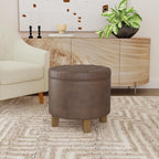 Homepop Home Decor | Upholstered Round Faux Leather Tufted Foot Rest Ottoman | - Image 2