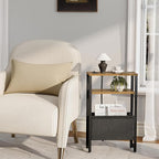 Narrow Side Table with Charging Station Slim End Table Sofa with Magazine Rack - Image 7