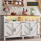 knoworld Buffet Sideboard with Storage with Power Outlets & LED Light 4 Doors by KNOWORLD