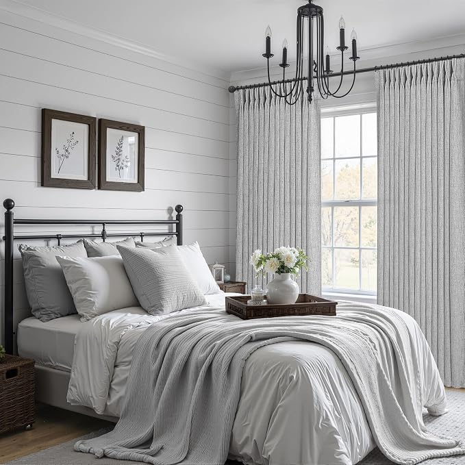 Light Grey Extra Long Floor to Ceiling Sheer Linen Curtains 108 Inches Long - Image 5
