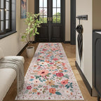 DUKINO 2x10 Runner Rug, Floral Washable Kitchen Runner Rug Non Slip, Low Pile - Image 7