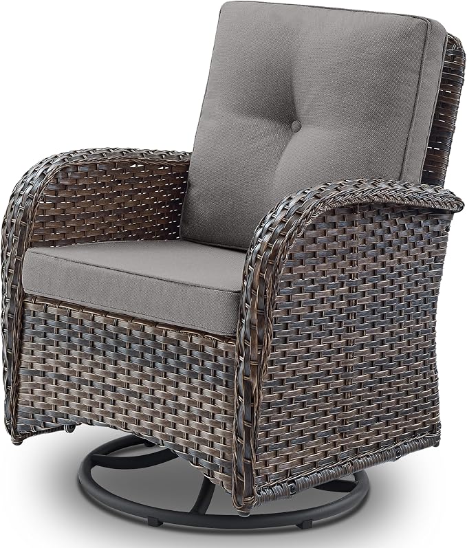 Belord Patio Furniture Swivel Glider PE Wicker Chairs, Outdoor Swivel Rocker by Belord