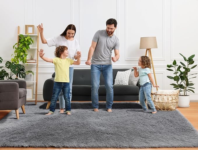 Grey 8x10 Area Rugs for Living Room, Ultra Soft Plush Thick Shaggy Big Floor - Image 8