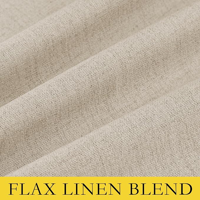 NICETOWN Cream 100% Blackout Linen Curtains 54 inch Long Burg - Image 8