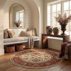 SAFAVIEH Lyndhurst Collection 6' Round Ivory / Rust LNH212R Traditional by Unknown