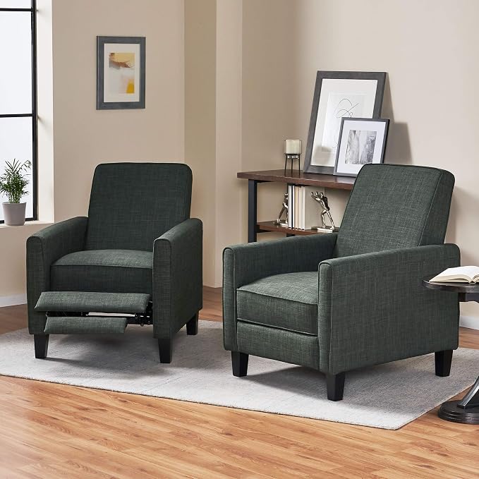Christopher Knight Home Emmie Fabric Recliner, Moss Gray, Dark Brown - Image 2