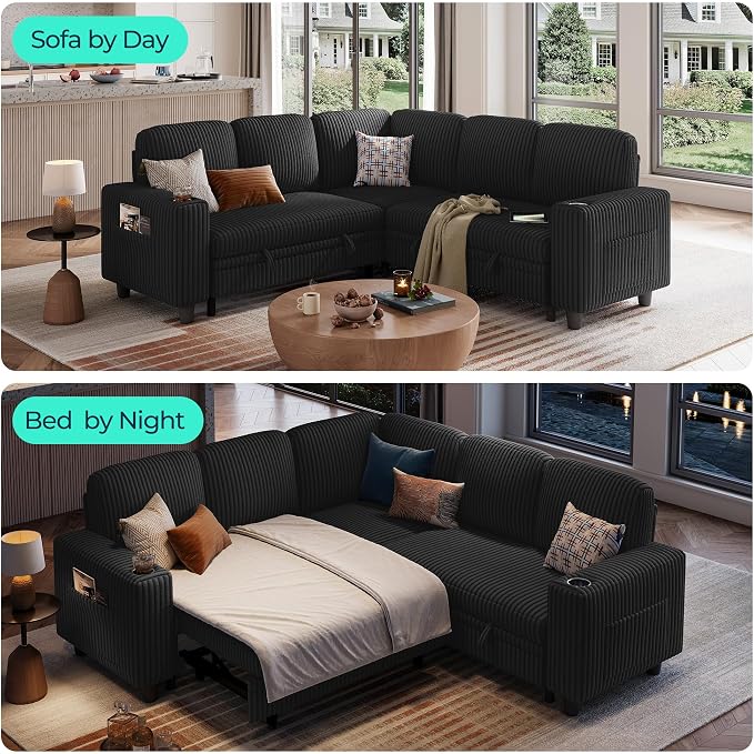 LINSY HOME Sectional Sleeper Sofa Pull Out Couches - Image 3