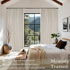 70 Inch Extra Wide Blackout Curtain 96 Inches Long Pinch Pleated Natural | - Image 5