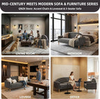 63" Small Loveseat Sofa for Small Spaces, Mid Century Modern Sofa, Linen - Image 6