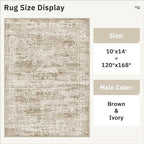 Soalmost 10x14 Area Rugs for Living Room Washable Rug Non-Slip Brown | Large - Image 5