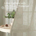 Oatmeal Linen Semi Sheer Curtains 63 Inch Length, Light Filtering Neutral Boho - Image 6