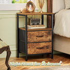 Huuger Night Stand with 2 Drawers, Bed Side Table with Open Shelf, Wooden Top - Image 4