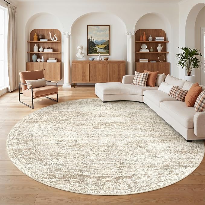 Round Rug 8ft, Circle Rug for Dining Room Table, Dining Room, Nursery Room by Restydon