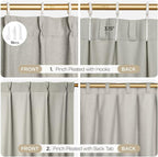Joydeco Greyish White Pinch Pleated Thick Linen Curtains 90 Inch Long 2 Panel - Image 5