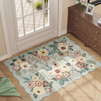 DUKINO 2x3 Rug for Entryway, Floral Door Mat Washable Rug, Sage Green | Non Slip - Image 3