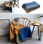Bohemian Throw Blanket for Couch，Colorful Chenille Tassels Boho Woven Hippie - Image 8