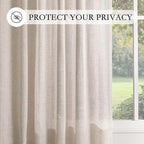 MYSKY HOME Natural Linen Sliding Glass Door Curtains, Back Tab Semi Sheer - Image 6