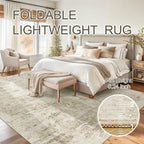 Soalmost Abstract Rug 8x10 Large Living Room Area Rugs Washable Beige/Gray | - Image 8