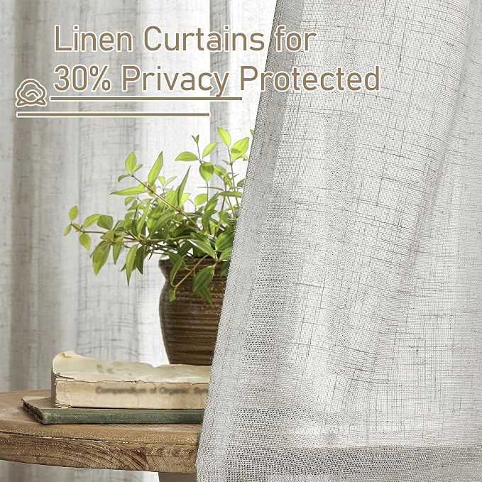 Faux Linen Curtains 63 inches Long - Image 5