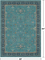 5x7 Teal Rug for Living Room, Boho Turquoise Rugs for Bedroom, Modern Eclectic - Image 2